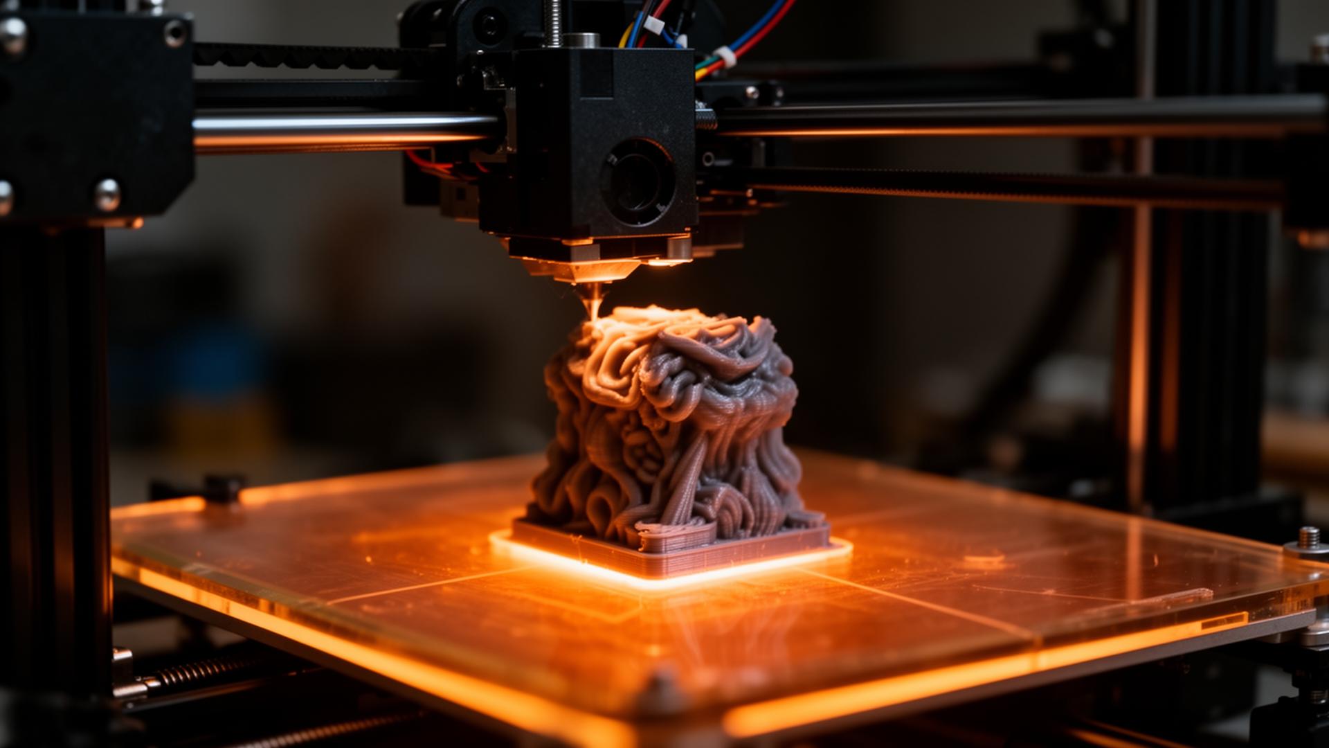 3D printer creating a detailed print
